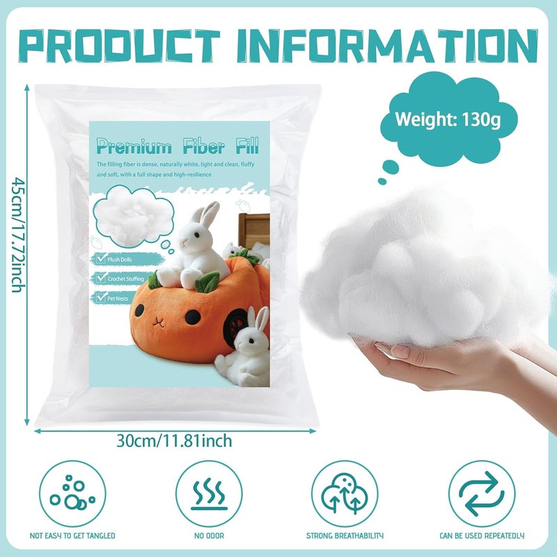 Dercuy Fiber Filling Stuffing, Polyfill Stuffing, 130g/4.58oz Polyester Fiberfill Stuffing, Stuffing for Stuffed Animals, Stuffing for Crochet - Image 2
